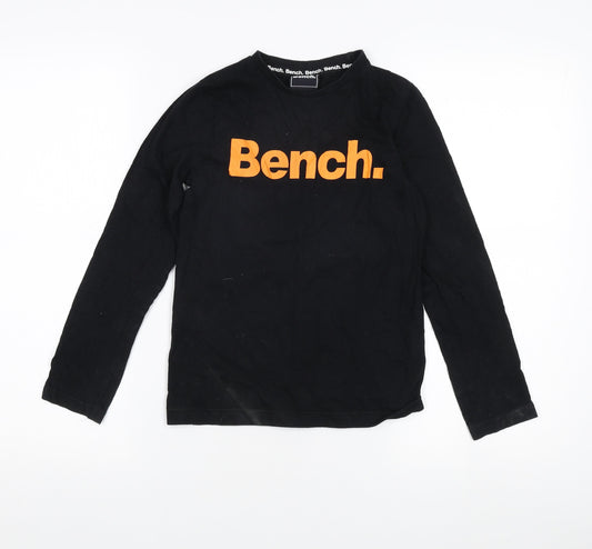 Bench Boys Black Long Sleeve T-Shirt 7-8 Years Logo Casual