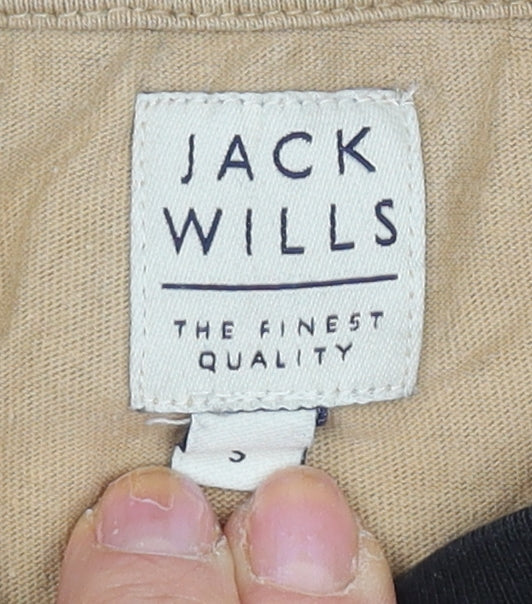 Jack Wills Men's Beige Crew Neck T-Shirt, Logo Accent Size S