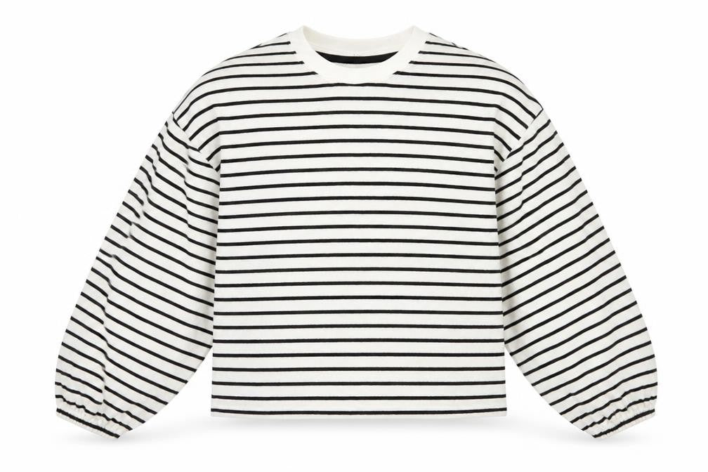 Front view of Marks & Spencer girls’ ivory striped pullover sweatshirt 11-12y
