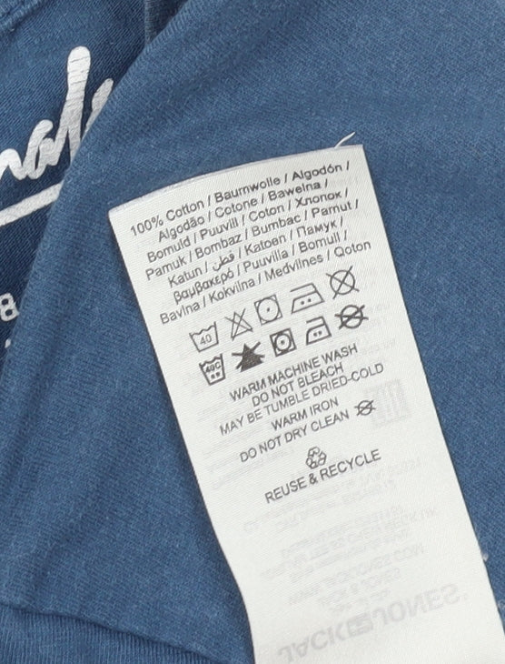 Jack & Jones Men's Blue Crew Neck T-Shirt, Size L