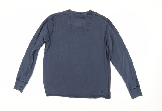 Fat Face Unisex Blue S Long Sleeve Cotton T-Shirt