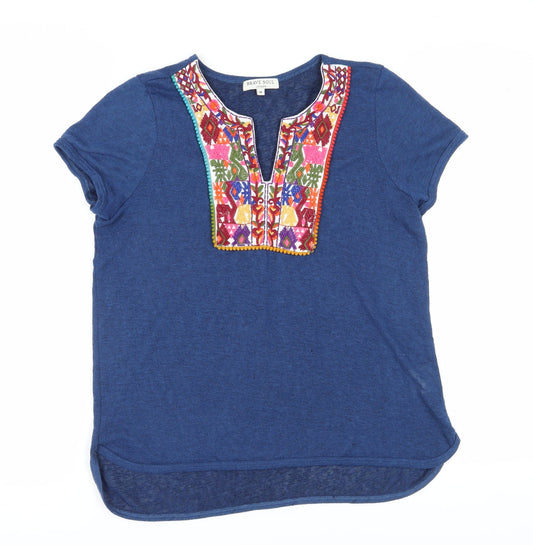 Brave Soul Women's Blue Embroidered T-Shirt M
