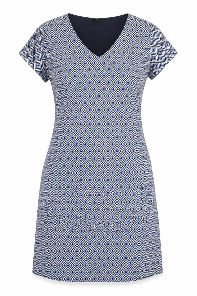 Next Women's Blue Geometric Sheath Dress Size 12