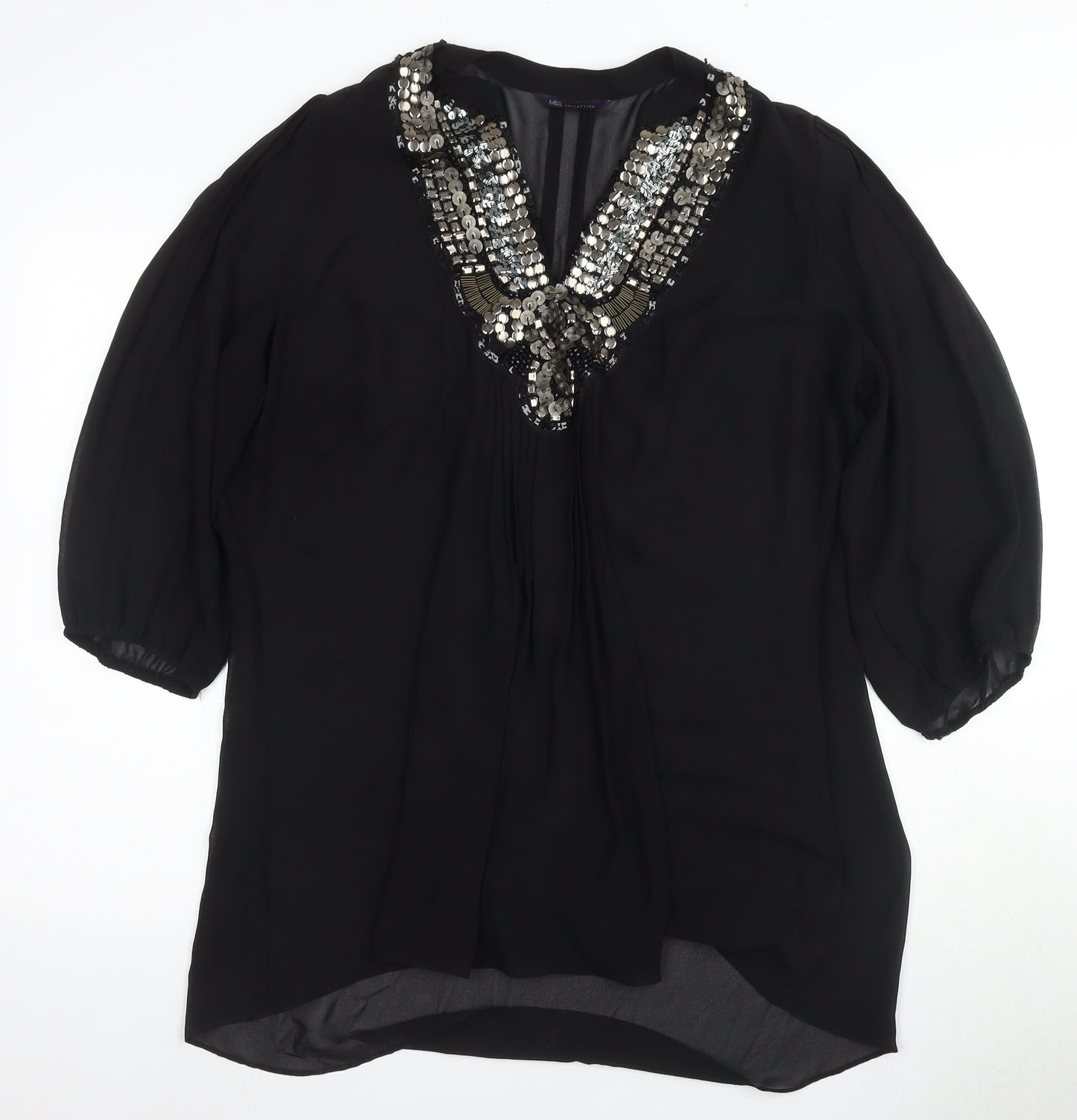 M&S Collection Women’s Black Sequined Blouse XL