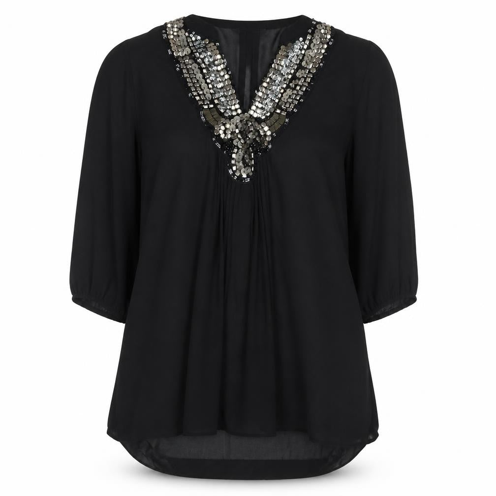 M&S Collection Women’s Black Sequined Blouse XL