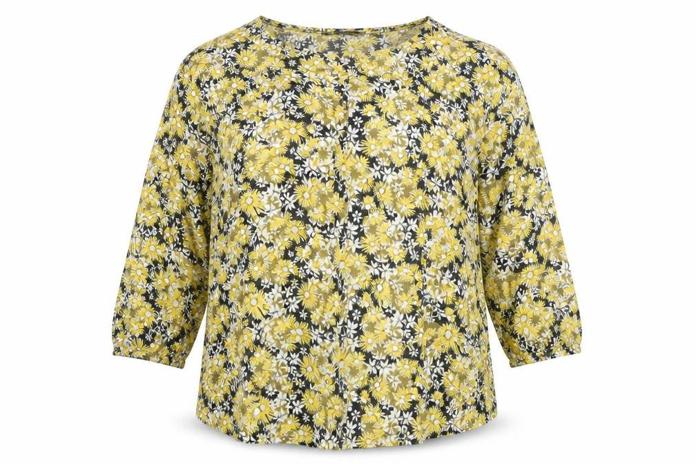 Front view of Marks & Spencer Floral Yellow Blouse -, size 18