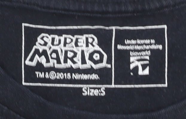 Super Mario Men's Black Graphic T-Shirt Size S