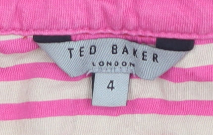 Ted Baker Men's Red Striped Polo Shirt Size 4
