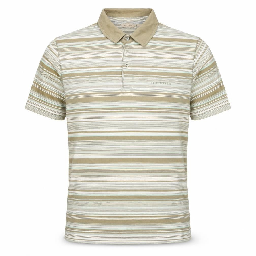 Ted Baker Men’s Beige Striped Polo Shirt L