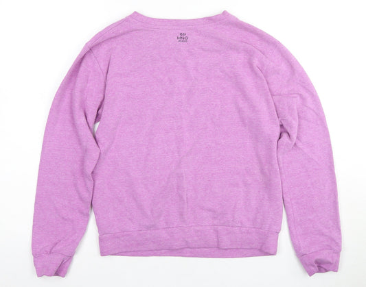 Mango Women's Purple Floral Graphic Pullover Sweatshirt