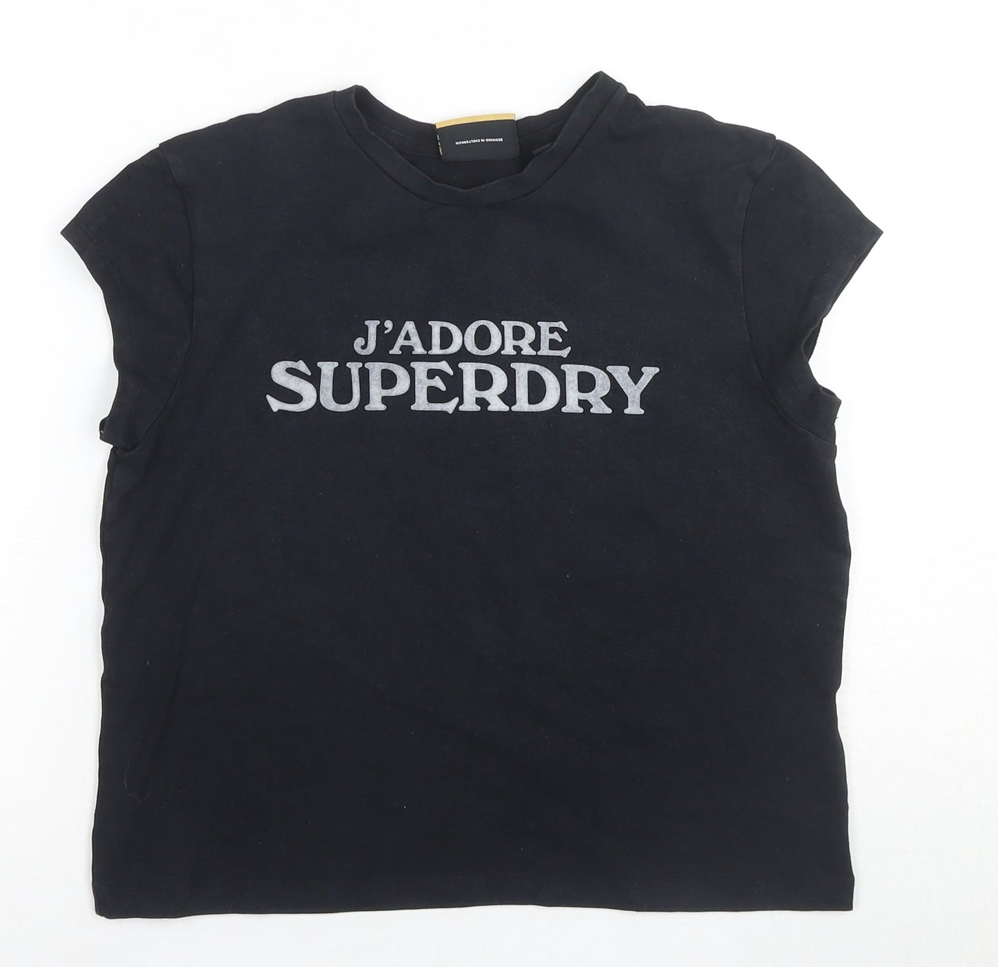 Superdry Women's Black T-Shirt, Size 14, Casual Wear
