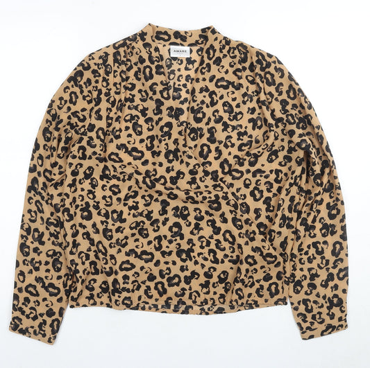 VERO MODA Women's Beige Leopard Print Blouse S
