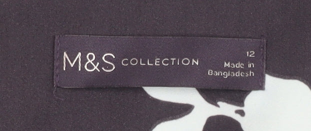 Marks and Spencer Women's Black Floral Blouse Size 12
