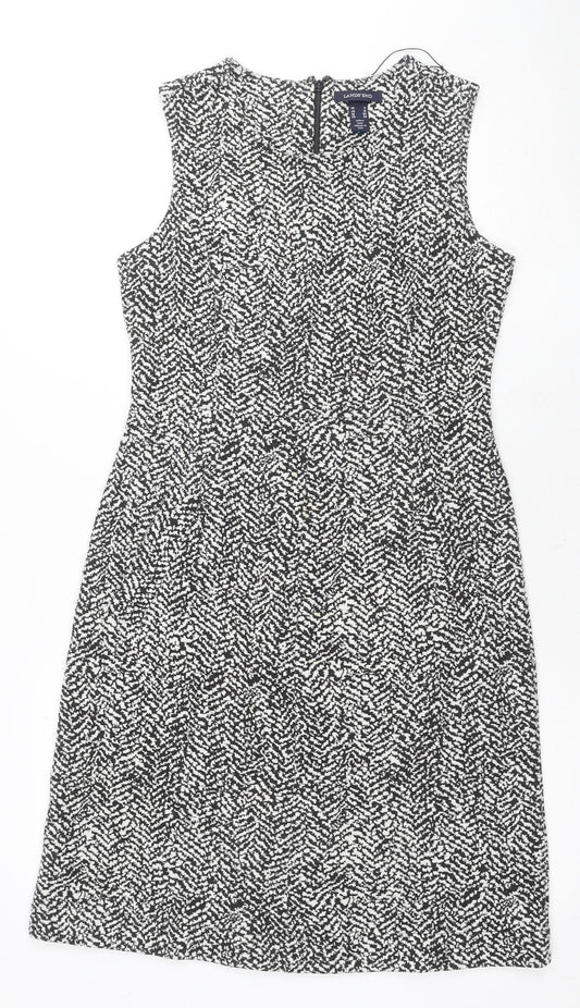 Lands' End Women's Black Geometric Sheath Dress, Size 12