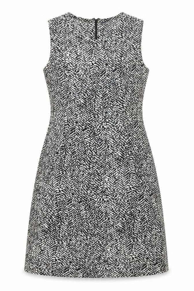 Lands' End Women's Black Geometric Sheath Dress, Size 12