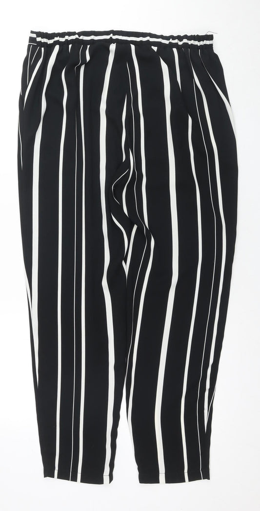Wallis Women’s Black Striped Jogger Trousers Size 14