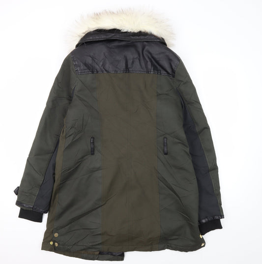 River Island Women's Green Parka Coat Size 12
