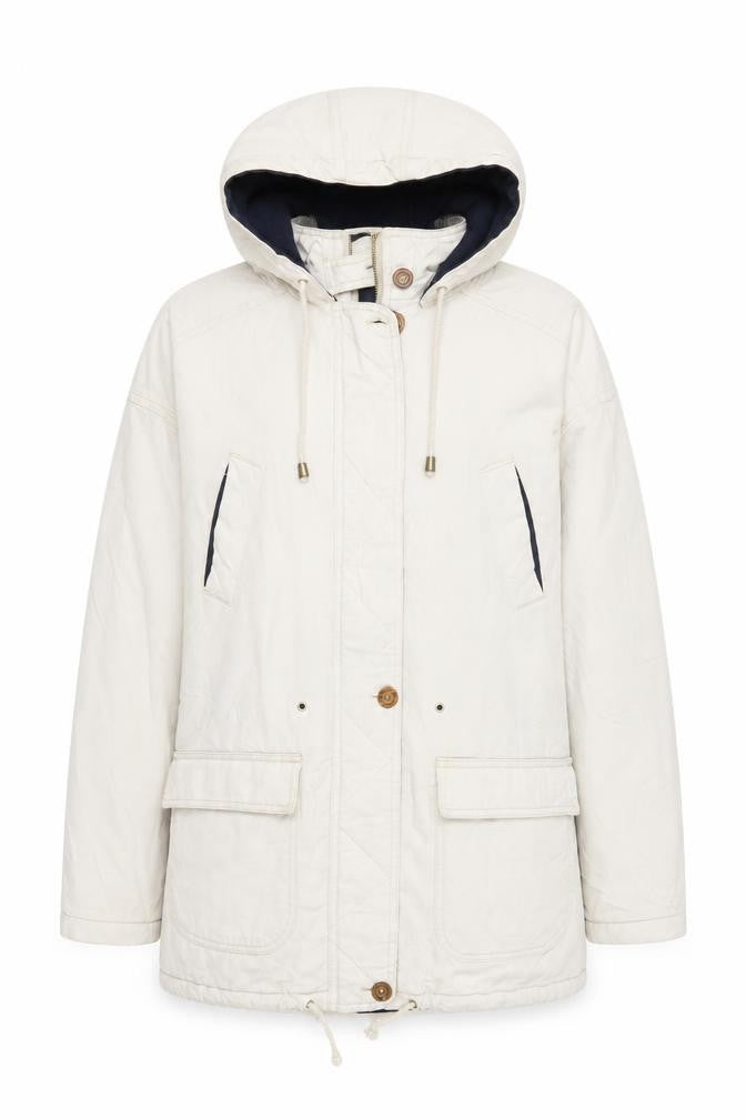 U Womens Turn White Parka Jacket - M, Hooded & Warm