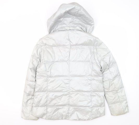 Lands' End Women's Silver XS Puffer Jacket - Petites