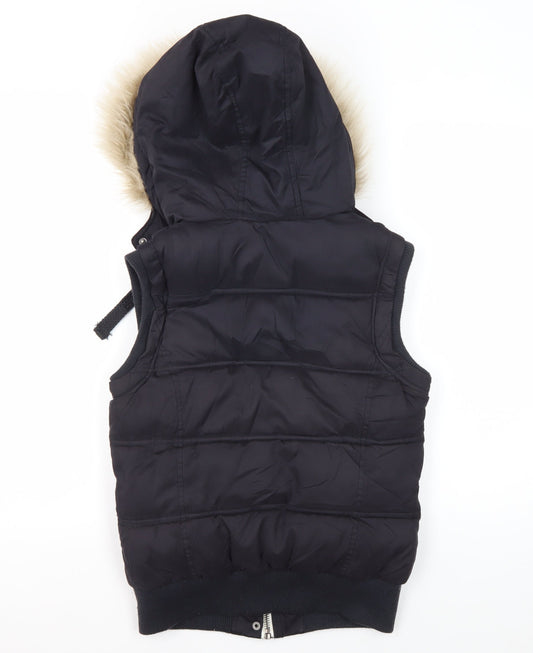 New Look Women's Black Puffer Waistcoat, Size 10, Hooded, Casual