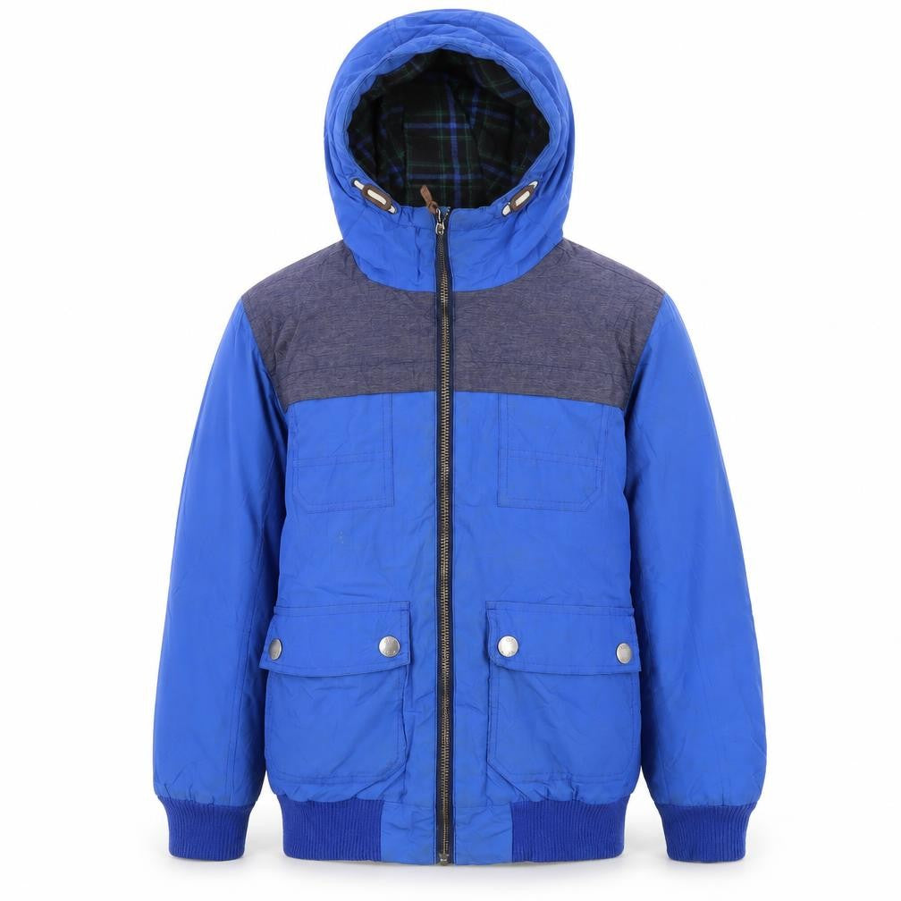 Front view of Next boys’ blue basic hooded jacket, 11 years, winter wear
