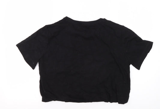 Khaadi Women's Black Basic T-Shirt, Size S, Crew Neck