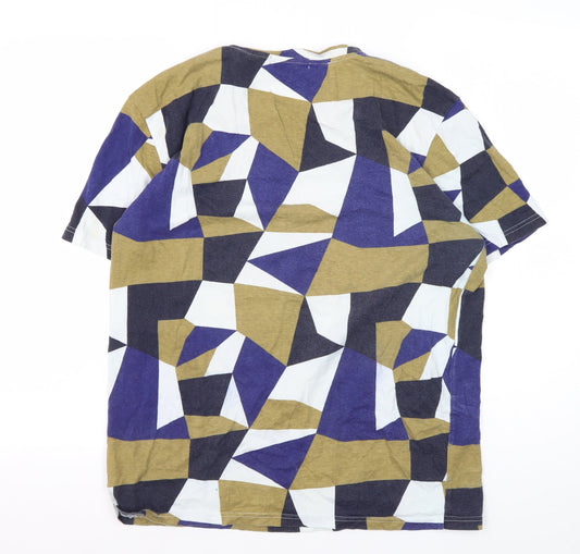 Villain Men's Geometric T-Shirt Multicoloured L