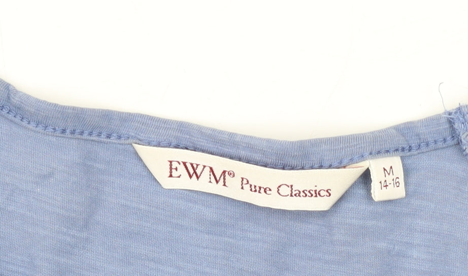 EWM Women's Blue Basic T-Shirt, Size M, Cotton