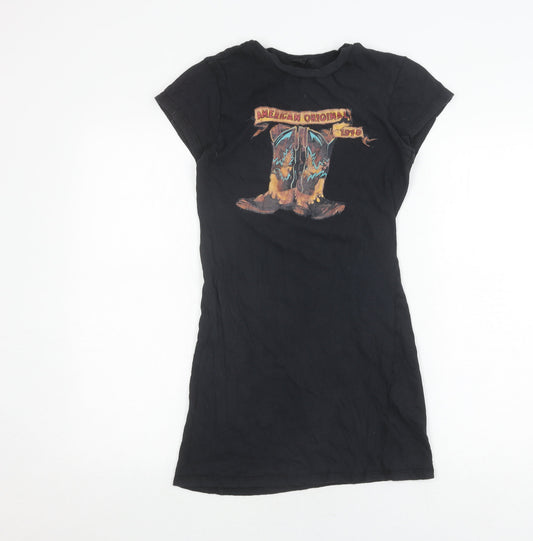 Unisex Adultss UK Size L Tultex Black Cotton T-Shirt
