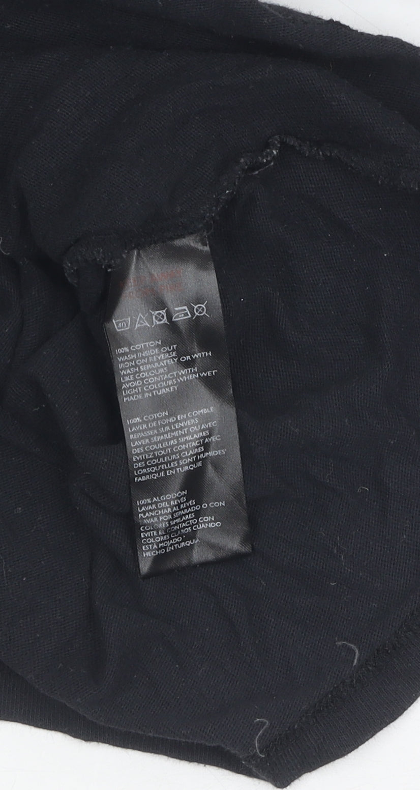 Unisex Adultss UK Size L Tultex Black Cotton T-Shirt