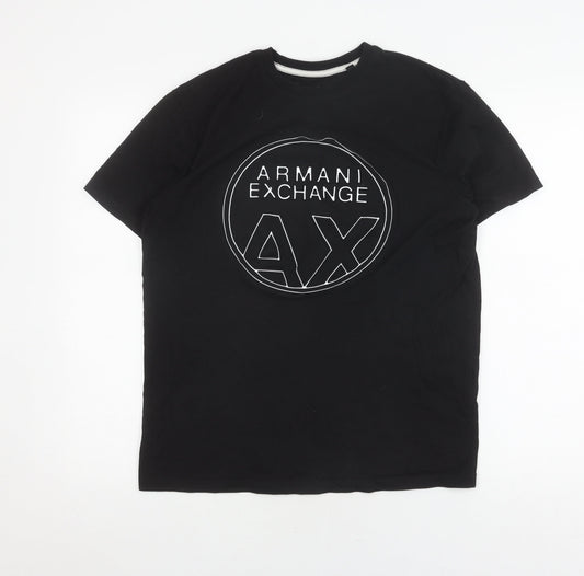 Armani Exchange Men's Black Logo T-Shirt L Regular Fit