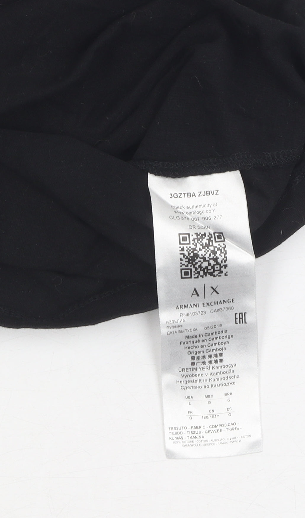 Armani Exchange Men's Black Logo T-Shirt L Regular Fit