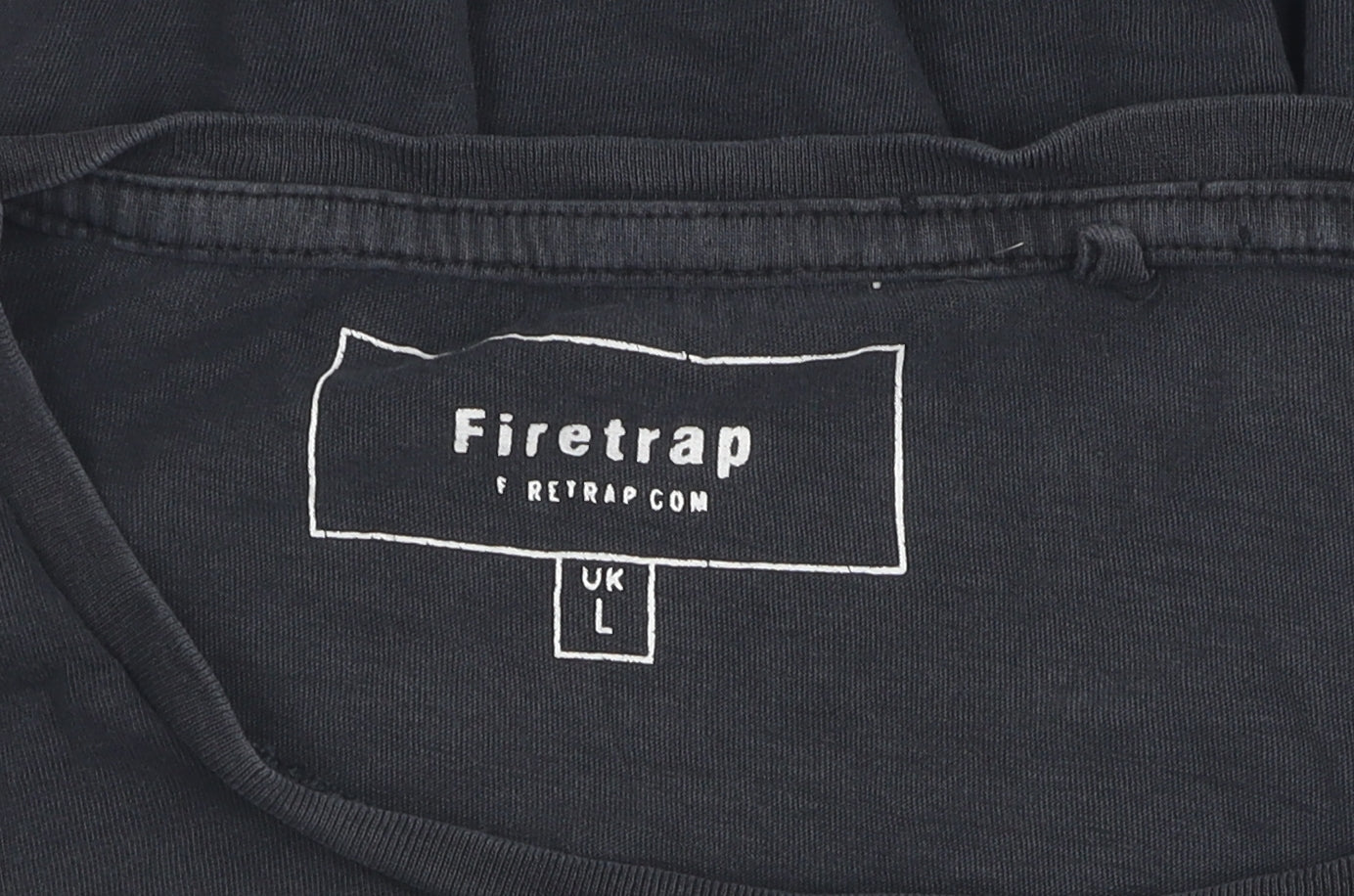 Firetrap Men's Black Cotton T-Shirt, Size L, Crew Neck