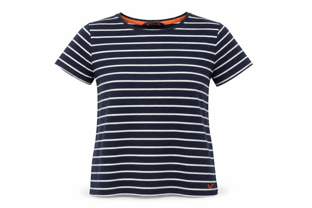 Womens UK Size 8 Crew Clothing Company Blue 100% Cotton T-Shirt