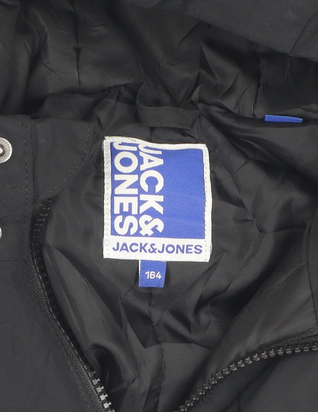 Jack & Jones Men's Black Puffer Jacket 164 - Hooded, Insulated