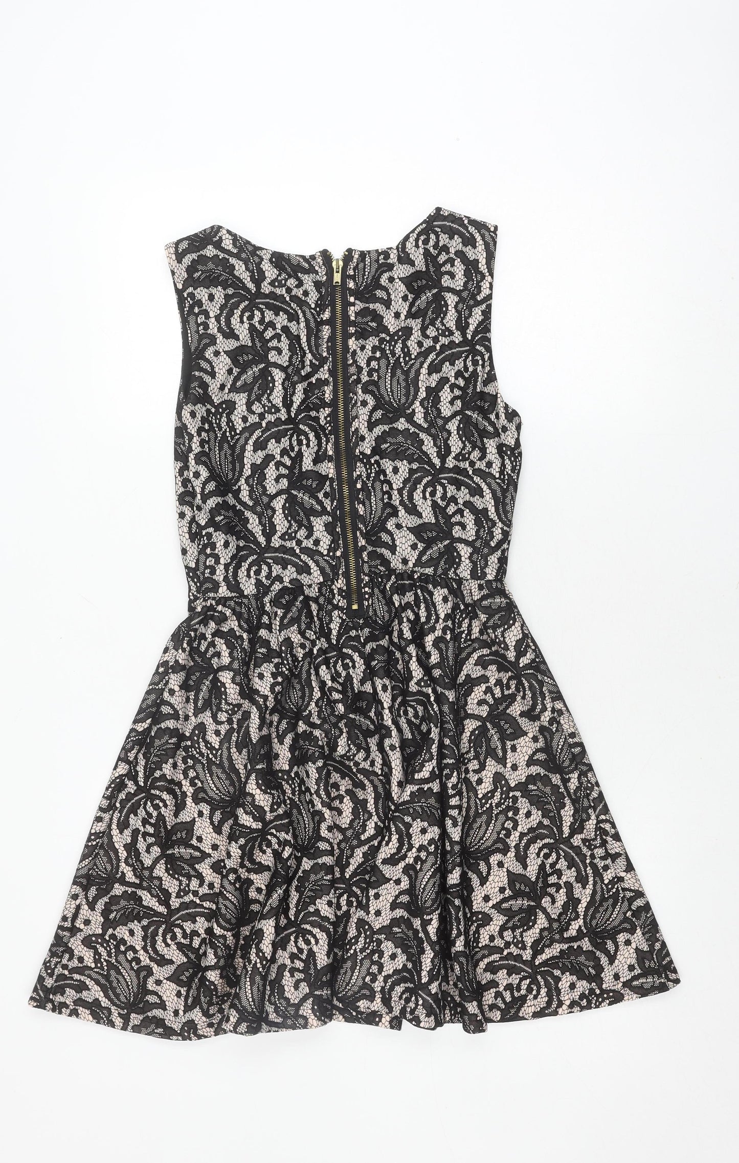 H&M Women's Black Floral Lace A-Line Dress Size 8