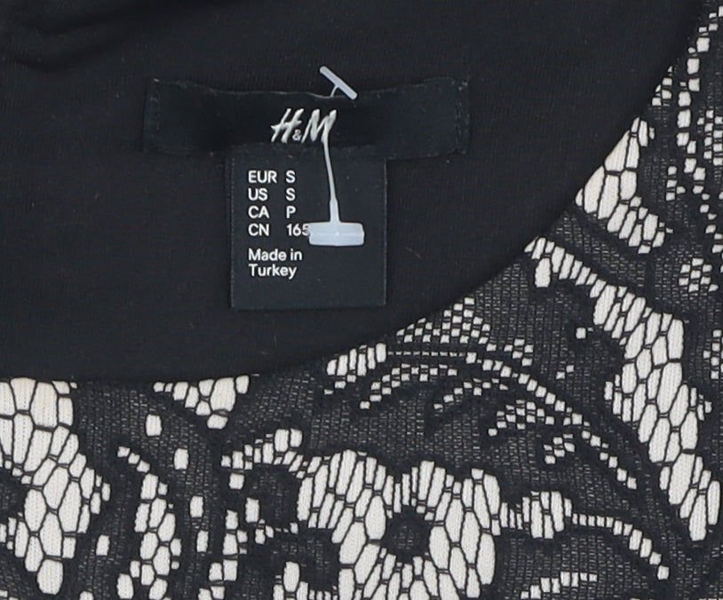 H&M Women's Black Floral Lace A-Line Dress Size 8