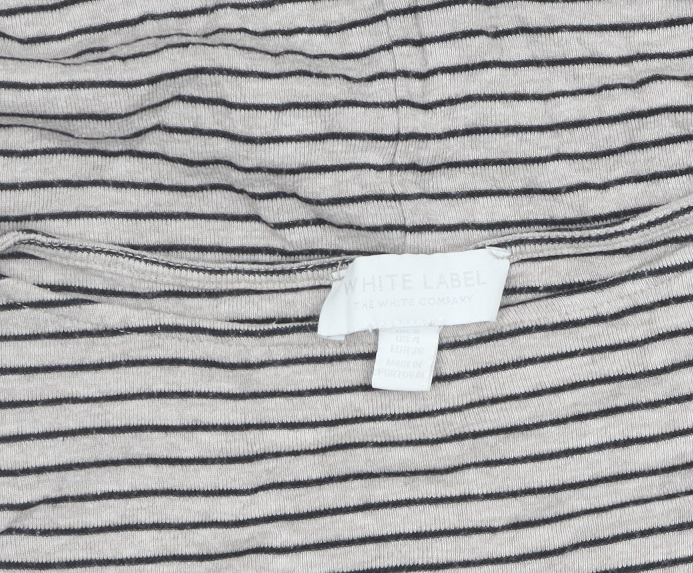 The White Company Women's Grey Striped T-Shirt, Size 6
