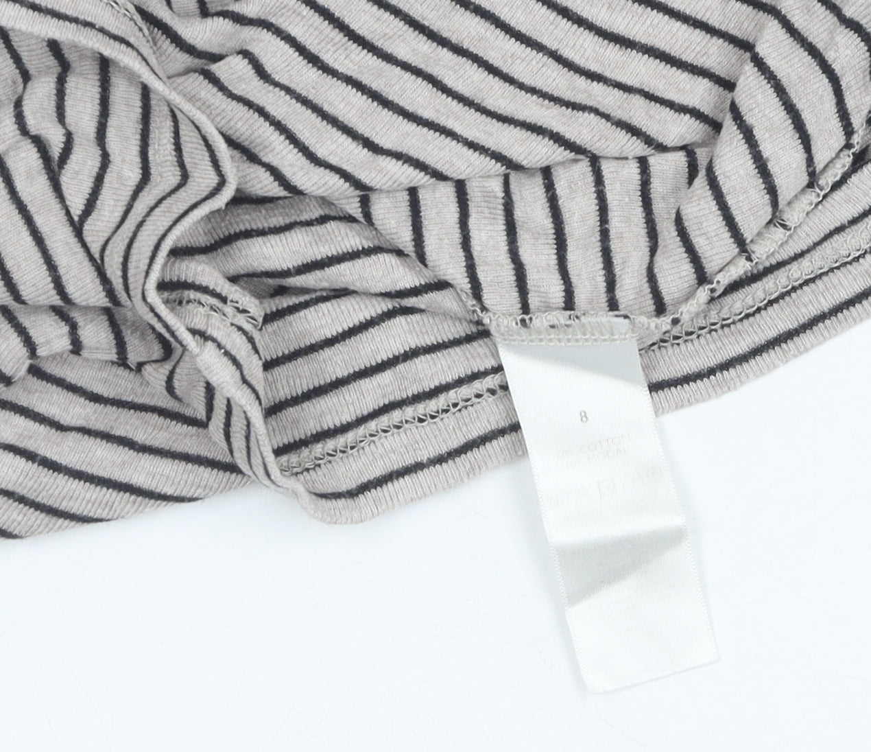 The White Company Women's Grey Striped T-Shirt, Size 6