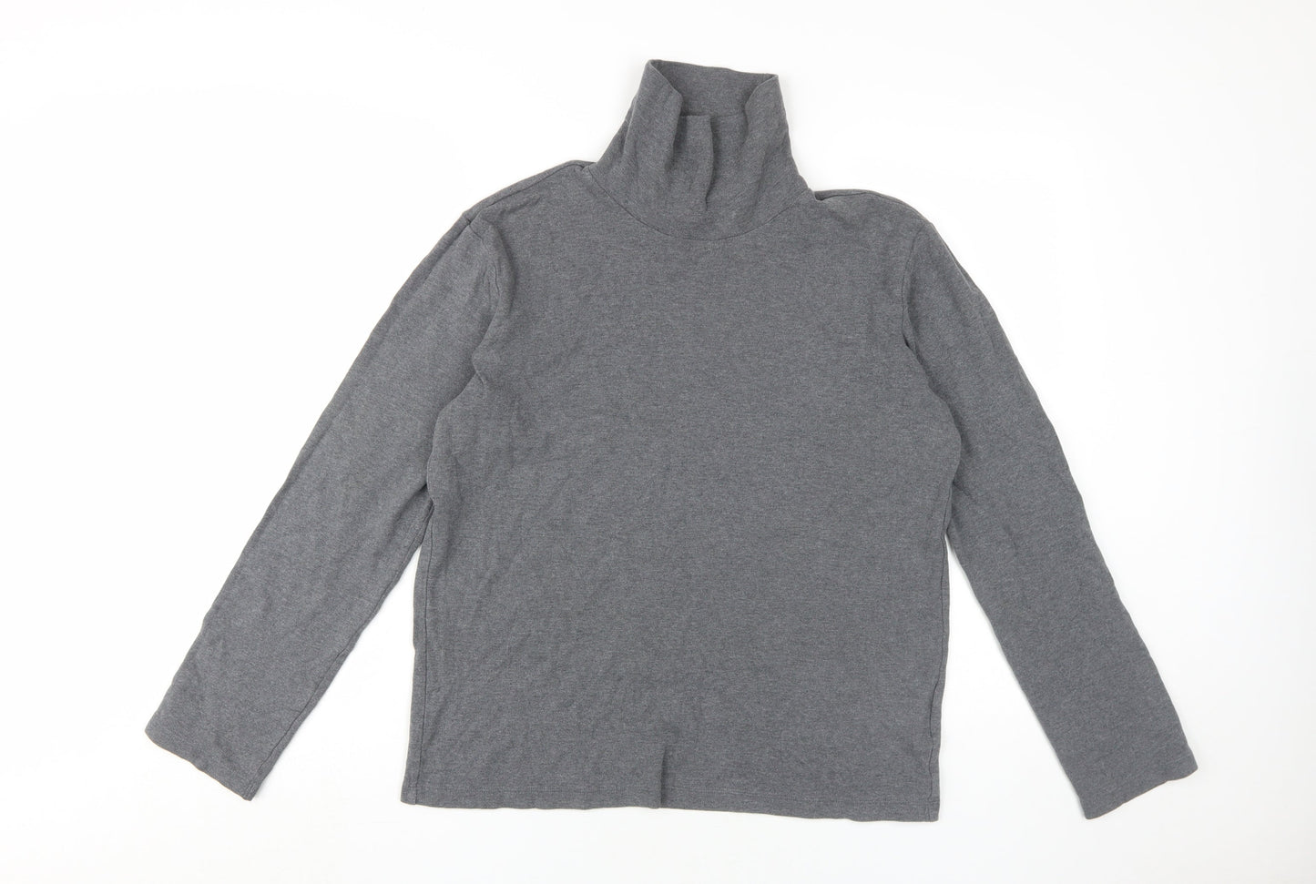 Uniqlo Grey Long Sleeve High Neck Jersey T-Shirt M