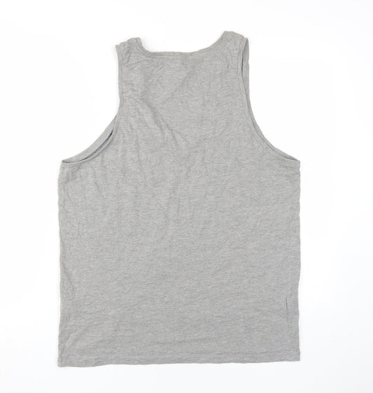 ASOS Men's Grey Sleeveless T-Shirt, Size L, Graphic Print