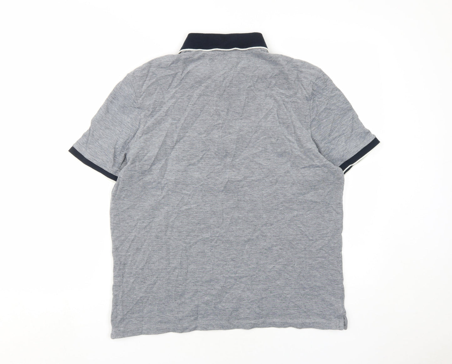 Marks and Spencer Men's Grey Polo Shirt L Cotton