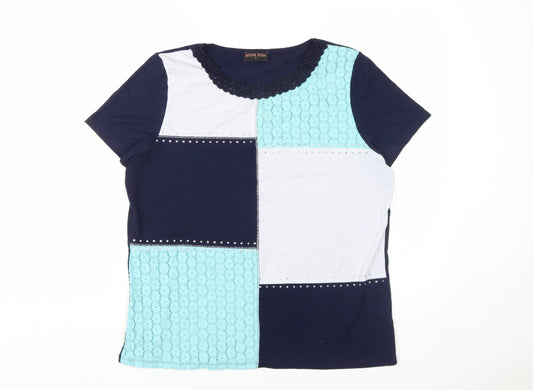 Anna Rose Womens Blue Colourblock T-Shirt L