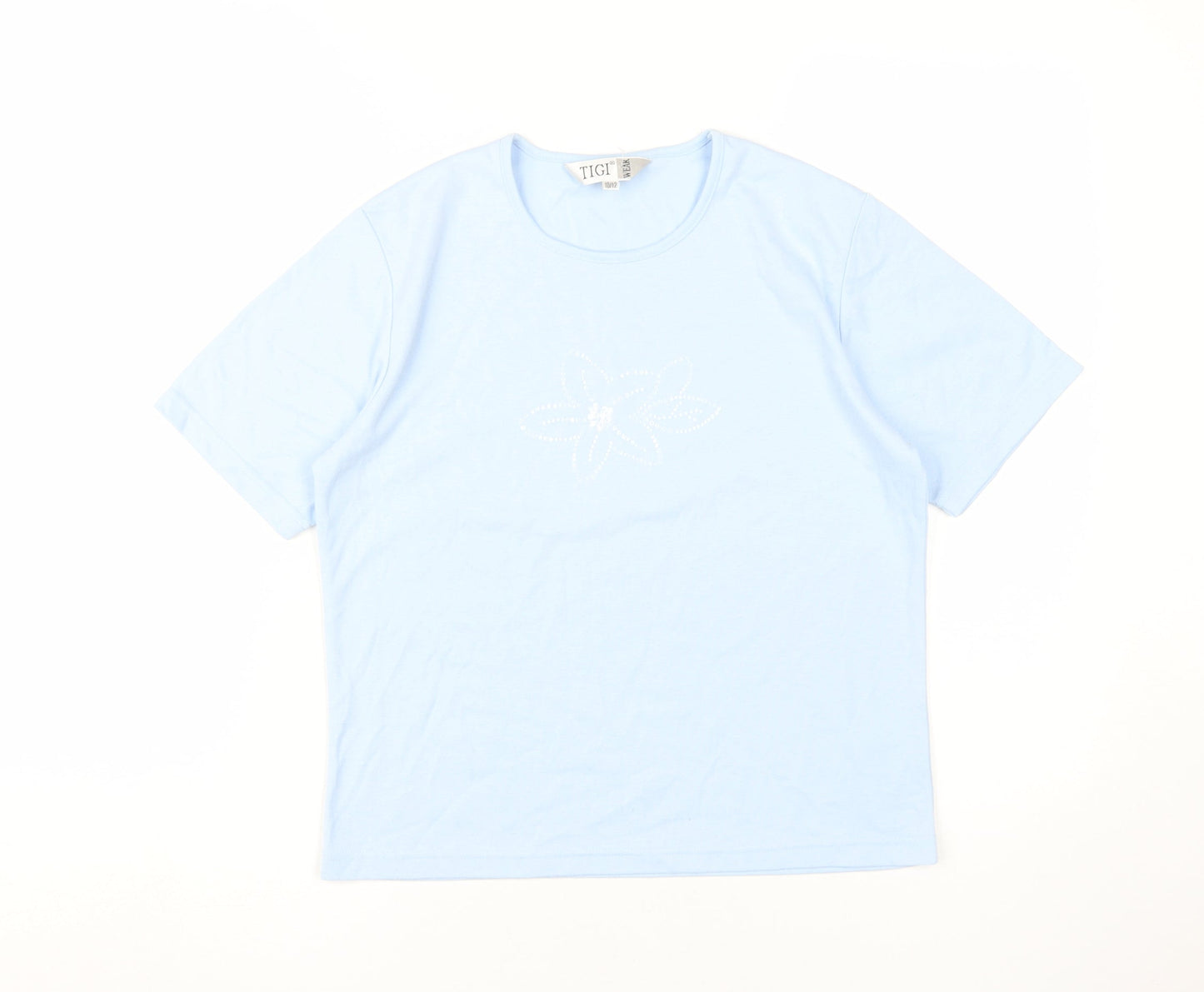 TIGI Women's Blue Basic T-Shirt, Size M, Casual Wear