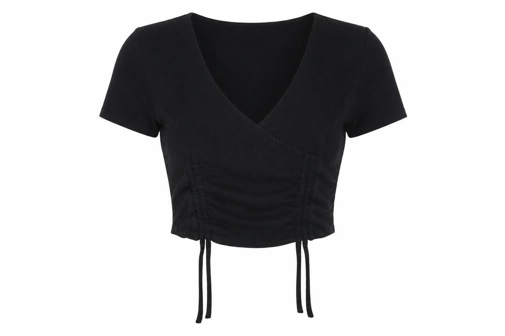 Club L London Black Cropped Blouse Women Size 12