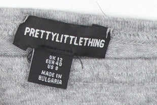 PrettyLittleThing Women's Grey Cropped Crew Neck Top