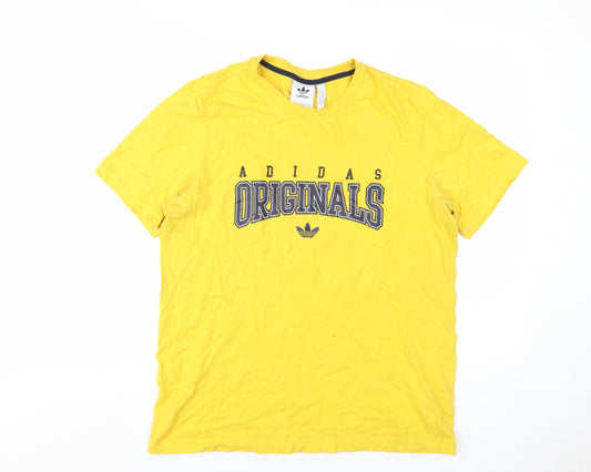 Adidas Men’s Yellow Graphic T-Shirt, Medium, Cotton