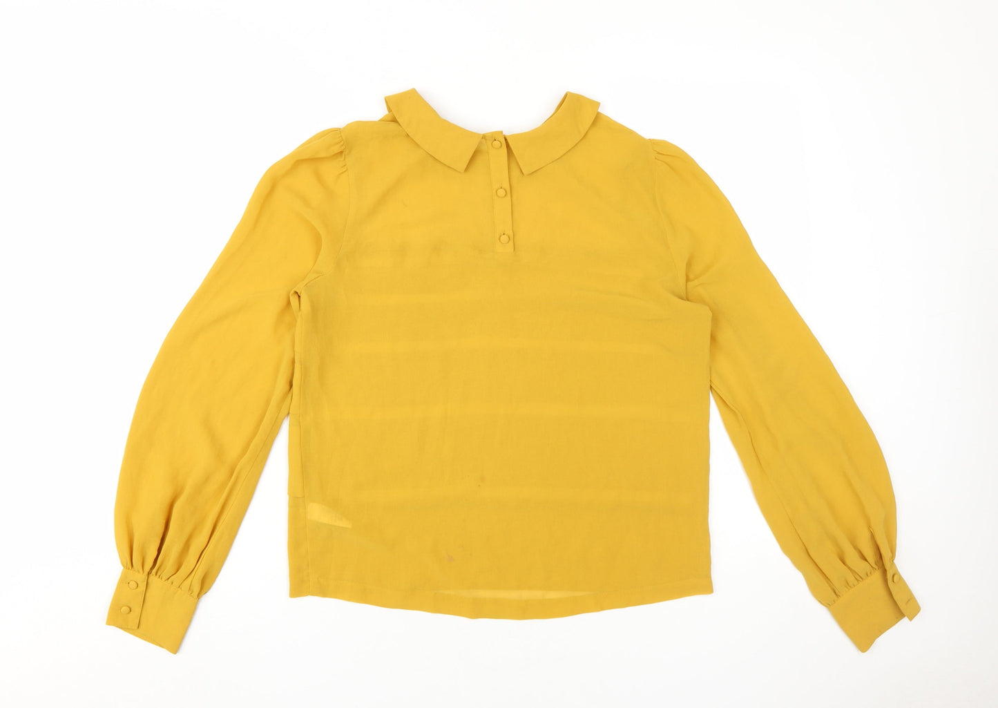 Topshop Yellow Women's Blouse Size 8 Collared Woven Casual