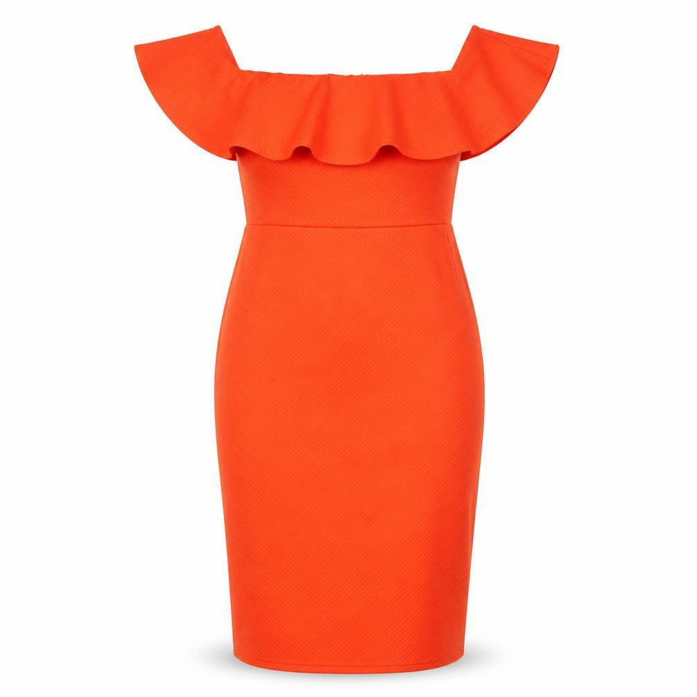 New Look Women's Orange Midi Off Shoulder Dress