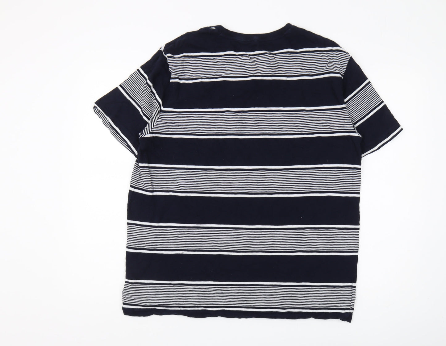 Gap Mens Blue Striped Crew Neck Cotton T-Shirt L